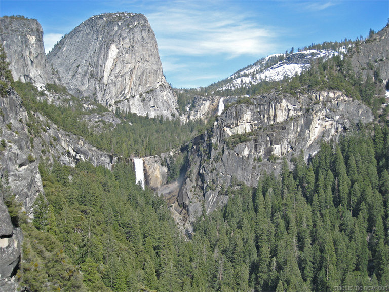 Liberty Cap, Vernal Falls, Nevada Falls from Sierra Point