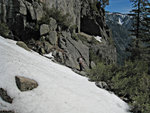 Crossing snow in Indian Canyon