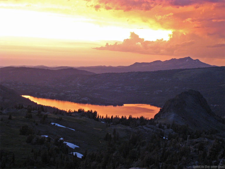 Caples Lake, Pyramid Peak, Black Butte at Sunset