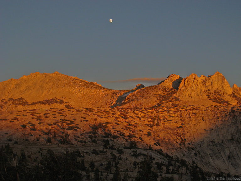 Echo Ridge, Echo Peaks and Moon at Sunset