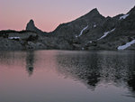 Riegelhuth, Pridham Minarets, Cecile Lake at sunset