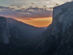 Cathedral Rocks, Yosemite Valley, El Capitan at sunset