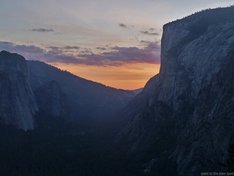 Cathedral Rocks, Yosemite Valley, El Capitan at sunset