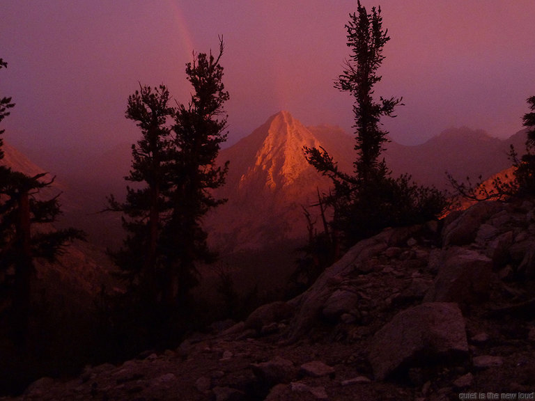 Double Rainbow, East Vidette Peak at sunset