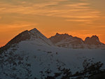 Reymann Peak, Echo Crest, Cockscomb at sunset