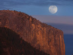 El Capitan at sunset, moon
