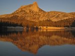 Cathedral Peak, Lower Cathedral Lake at sunset